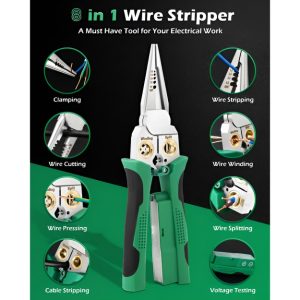 Alat za skidanje izolacije i sečenje žica 8-u-1 (20,7 cm) - Skida, seče, presuje i testira napon u jednom alatu | POWERPLIERS